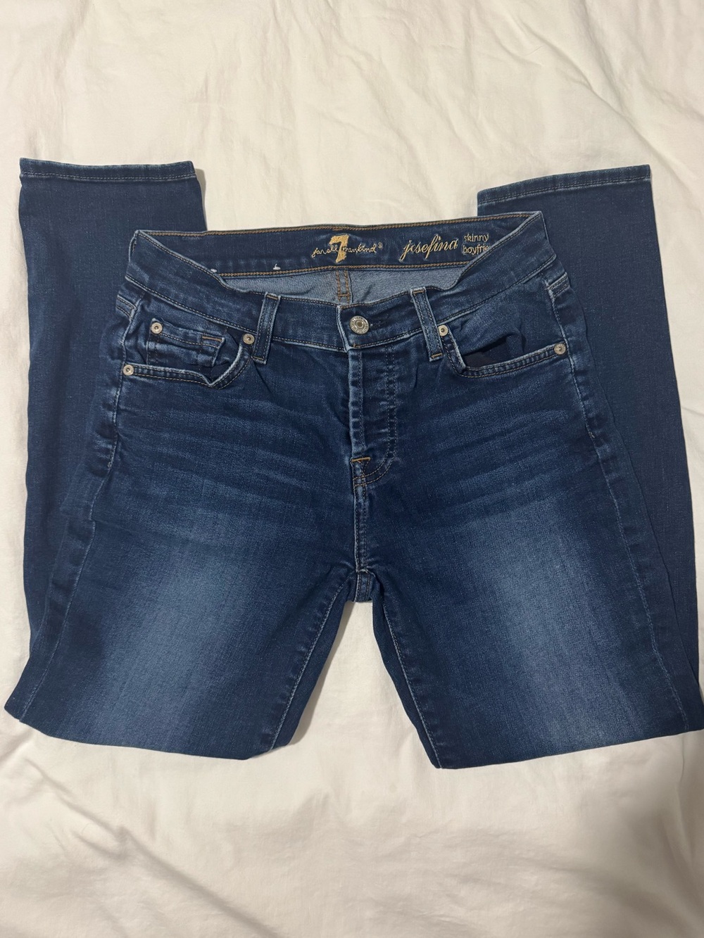 7 For All Mankind Dark Blue Josefina Skinny boyfriend Jeans - Stretch Denim